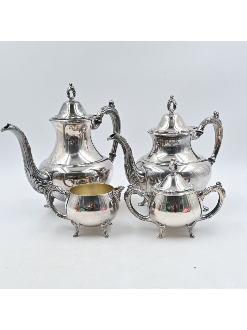 Oneida Georgian Scroll 4 pc Coffee Tea Service Set Silverplate Vintage No Tray